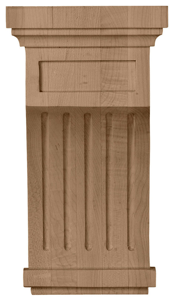 5 1/2"W x 5 1/2"D x 10"H Fluted Corbel, Red Oak