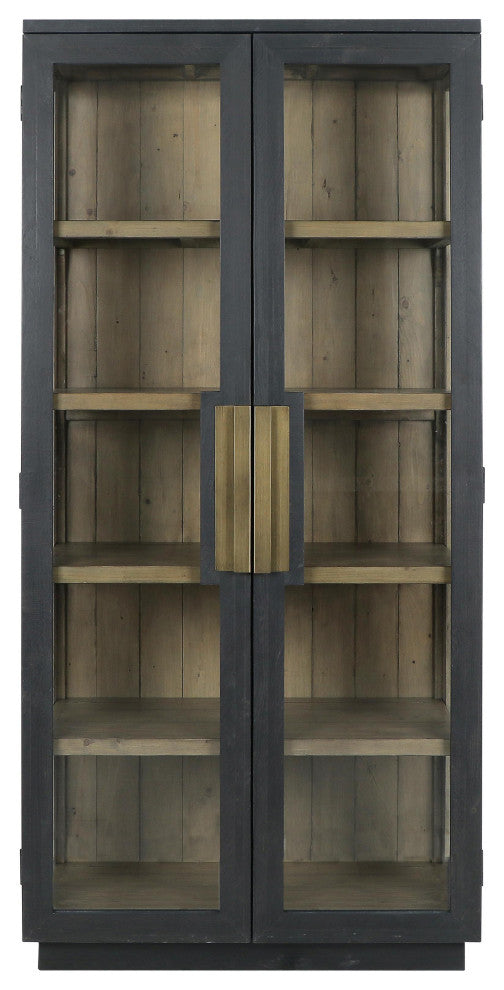 Larson 82" Reclaimed Pine Wood Cabinet, Black