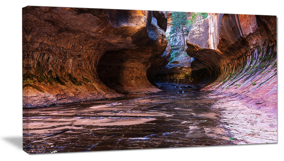 Cave in Zion National Park Utah, Landscape Canvas Art Print, 32"x16"