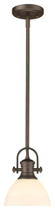 Hines Mini Pendant, Rubbed Bronze, Opal Glass