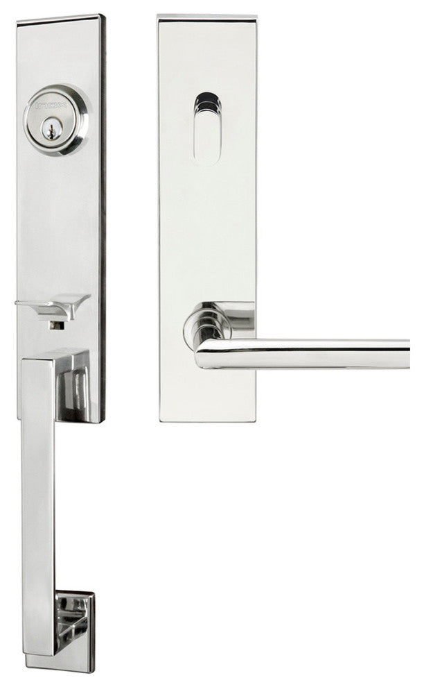 Stockholm Lever, Tubular Entry Handleset, RHR, Polished Stainless Steel