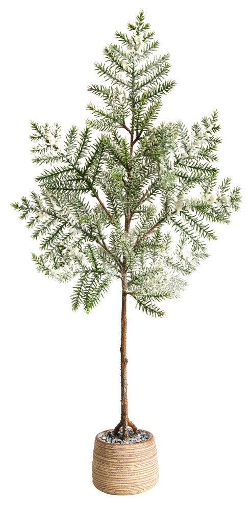 35" Frosted Pine Artificial Christmas Tree, Decorative Planter