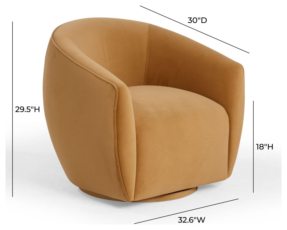 Jordan Velvet Swivel Chair, Tan