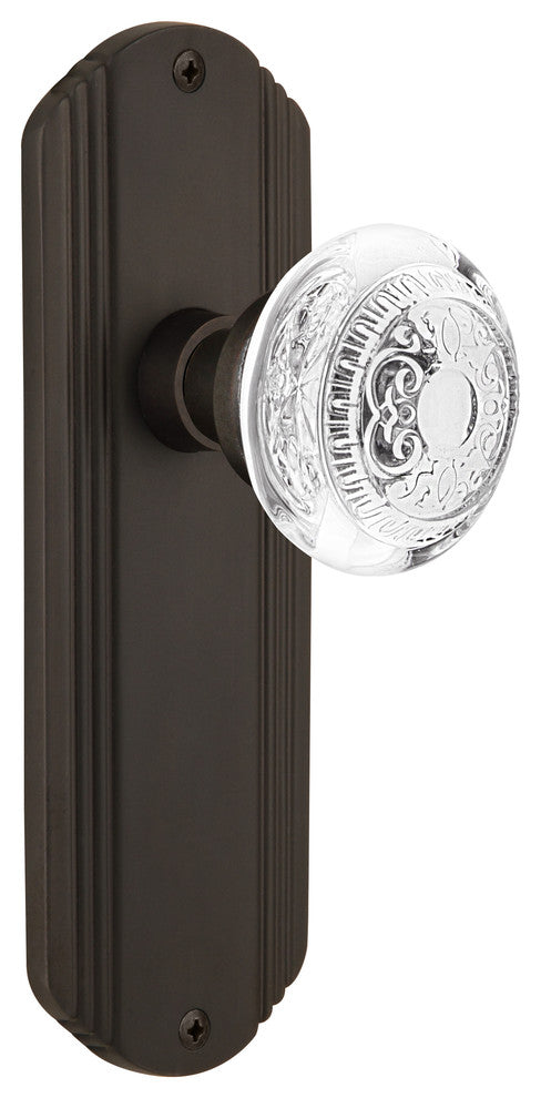 Deco Plate Single Dummy Crystal Egg and Dart Knob, Oil-Rubbed Bronze, DECCED