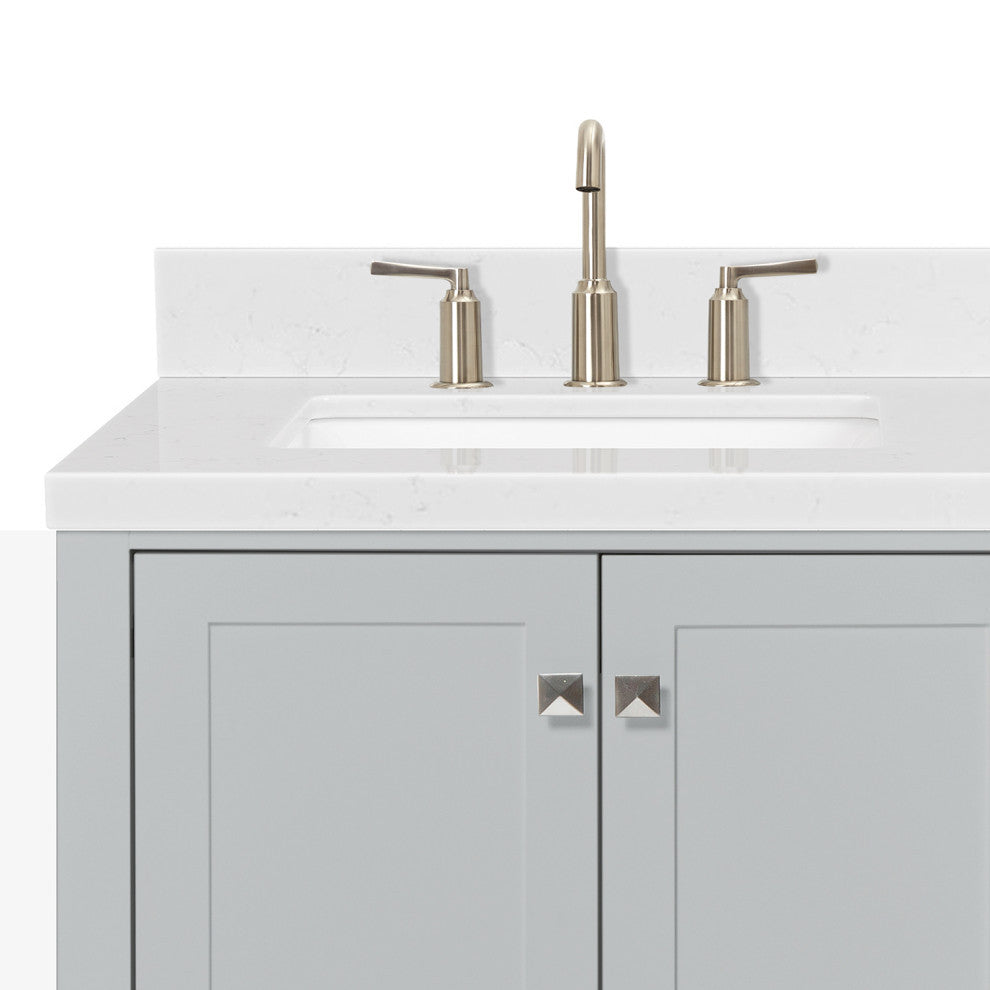 Ariel Cambridge 42" Left  Single Rectangle Sink Vanity, Carrara Quartz