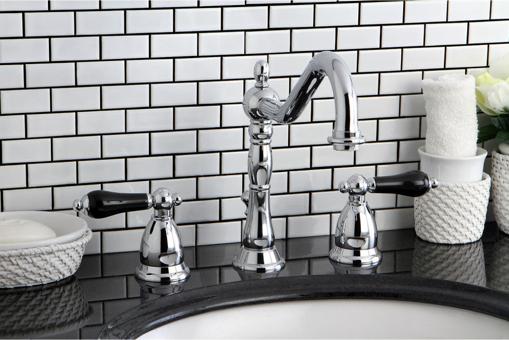 Kingston Brass Widespread Bathroom Faucet With Brass Pop-Up, Polished Chrome