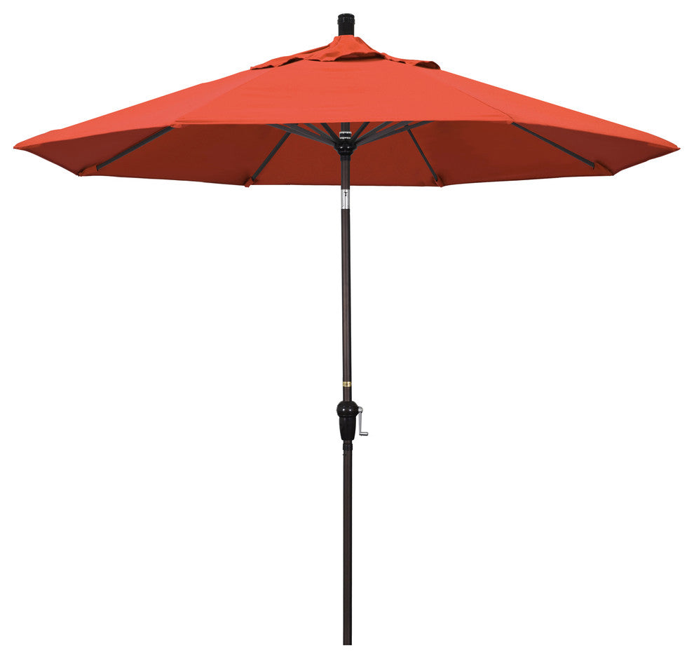 9' Bronze Auto-Tilt Crank Aluminum Umbrella, Sunset Olefin