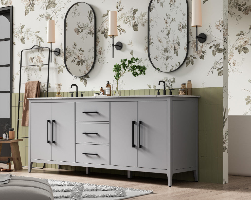 Home Living 84" Double Bathroom Vanity, Grey