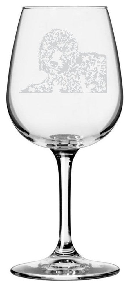 Portuguese Water Dog Themed Etched All Purpose 12.75oz. Libbey Wine Glass