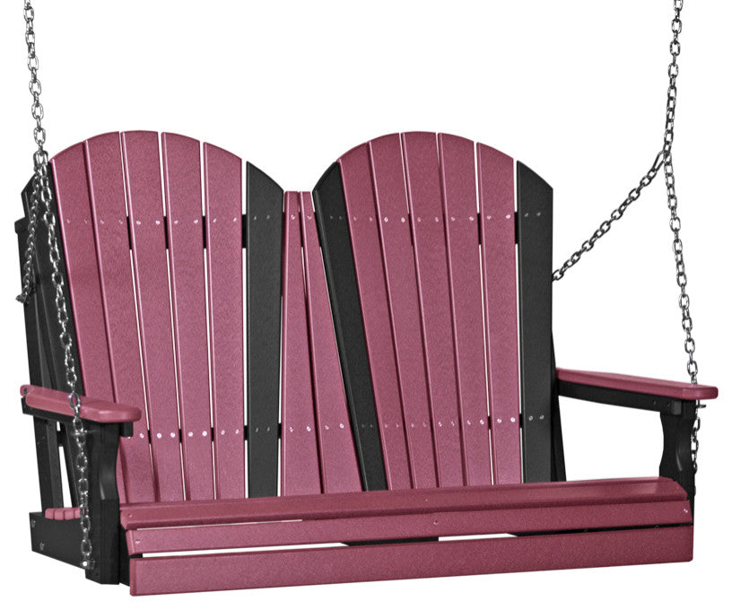 Poly Adirondack Porch Swing, Cherrywood & Black, 4 Foot