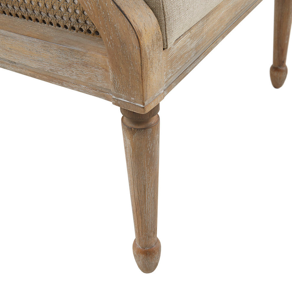 Martha Stewart Isla Reclaimed Natural Cane Inset Armchair, Natural Solid