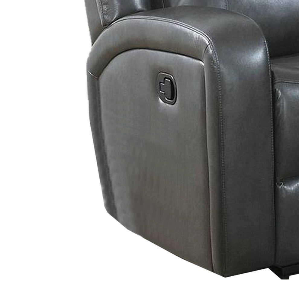 Benzara BM233103 Upholstered Power Loveseat, USB Port and Padded Headrest, Black