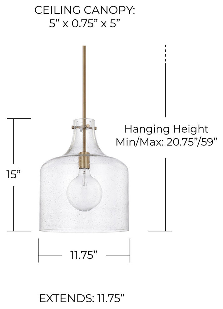 Capital Lighting 325712 1 Light 15" Tall Pendant - Bronze
