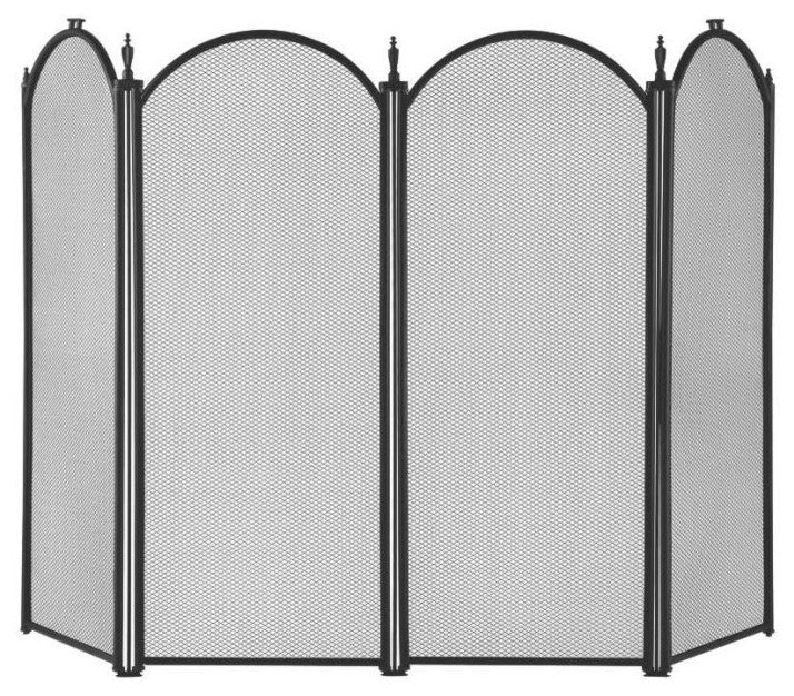 Homebasix 4 Panel Fire Screen, Black