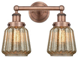 Edison Chatham 2-Light 16" Bath Vanity Light, Antique Copper Finish, Clear Shade