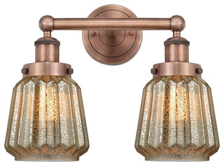 Edison Chatham 2-Light 16" Bath Vanity Light, Antique Copper Finish, Clear Shade