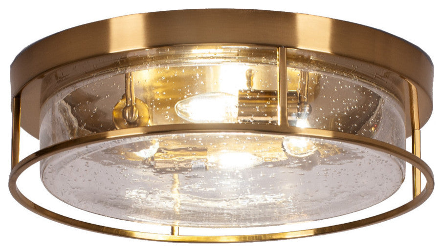 18" 4-Light Flush Mount Light, New Age Brass/Clear Bubble