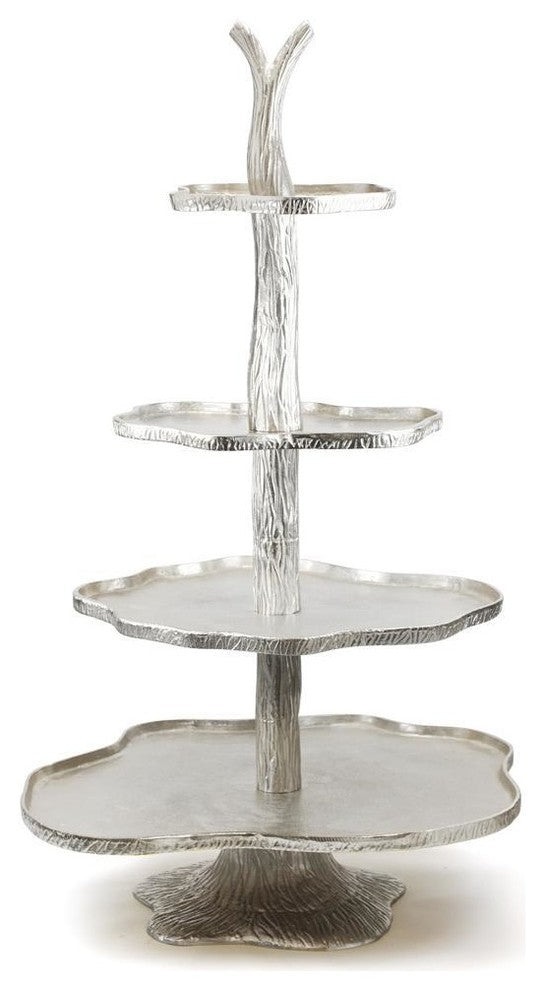 Cake Stand Serving Tray, Silver, Large