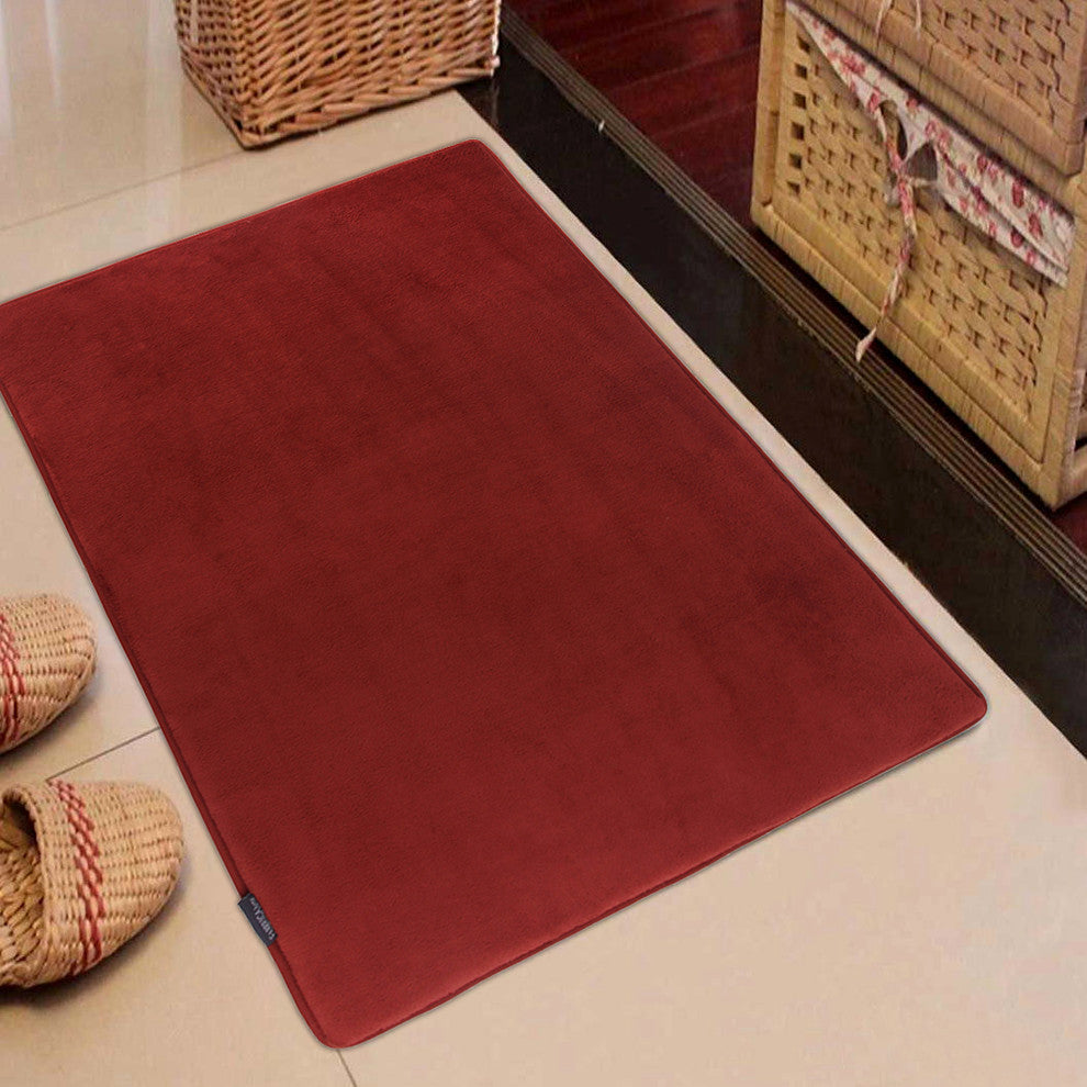 Fabbrica Home Memory Foam Accent Rug, Solid, Marsala