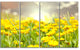Sunny Meadow with Yellow Flowers, Floral Canvas Art Print, 48"x28", 4 Panels