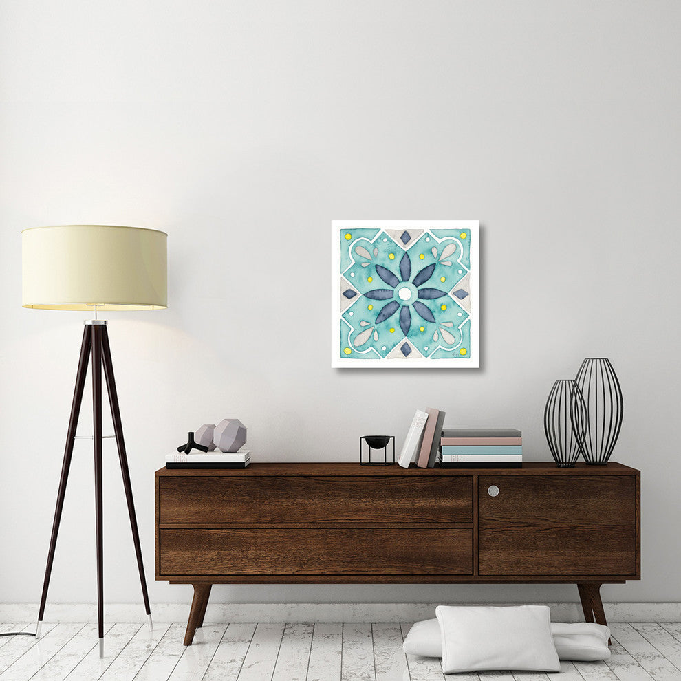 "Garden Getaway Tile V Teal" Digital Paper Print by Laura Marshall, 26"x26"