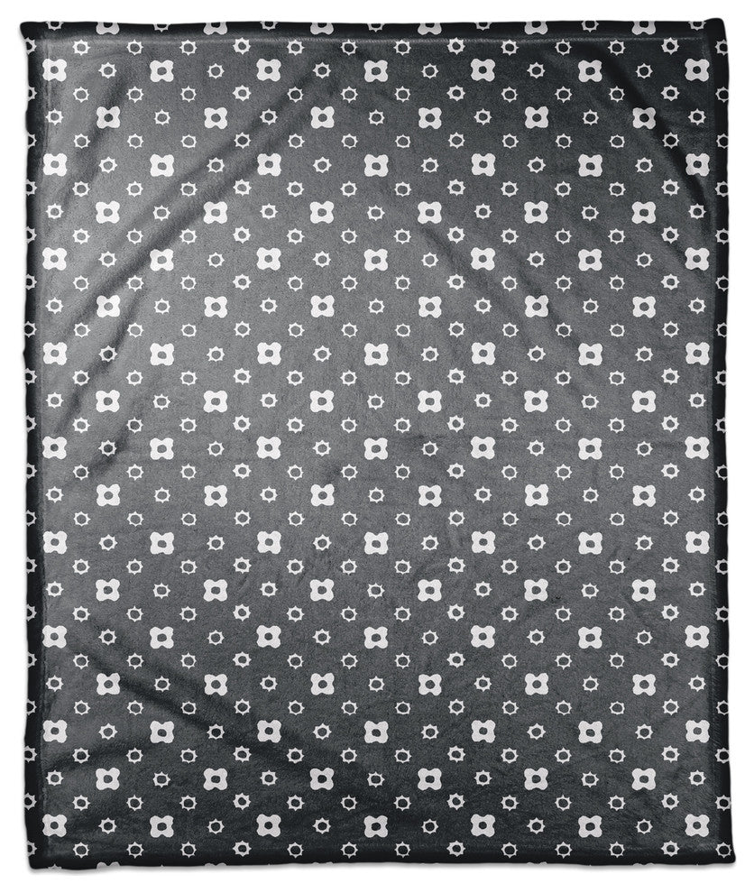 Gray Floral Pattern Fleece Blanket