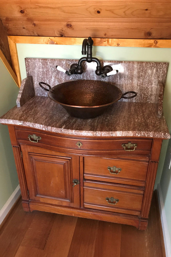 Round Hand Forged Old World Miners Pan Copper Vessel Sink
