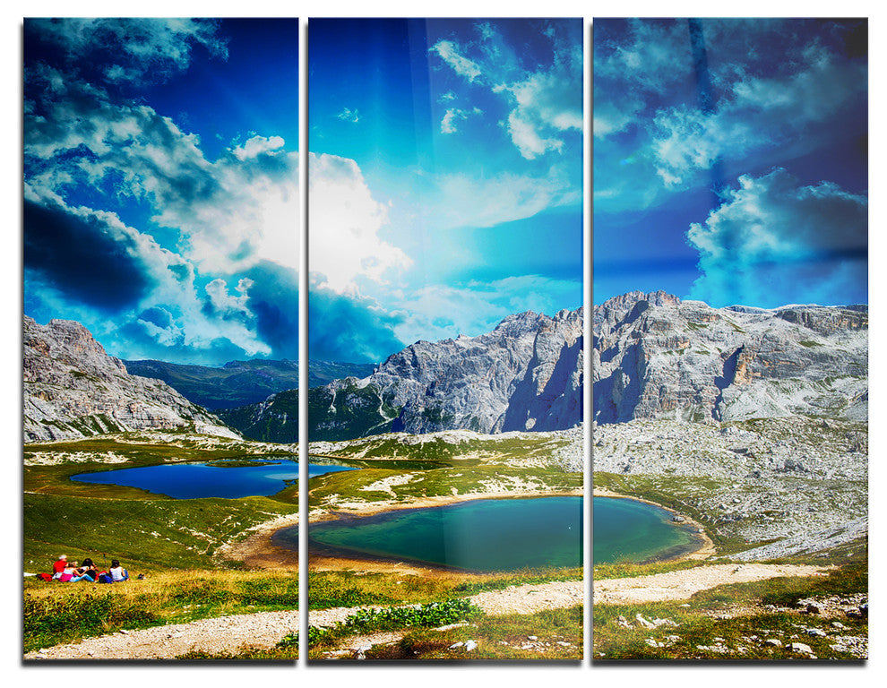 "Sunset Over Alpine Lakes" Photo Metal Wall Art, 3 Panels, 36"x28"