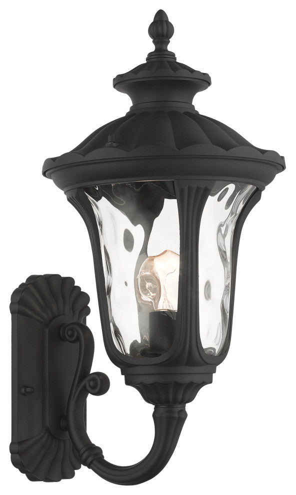 Textured Black Traditional, Victorian, Sculptural, Outdoor Wall Lantern