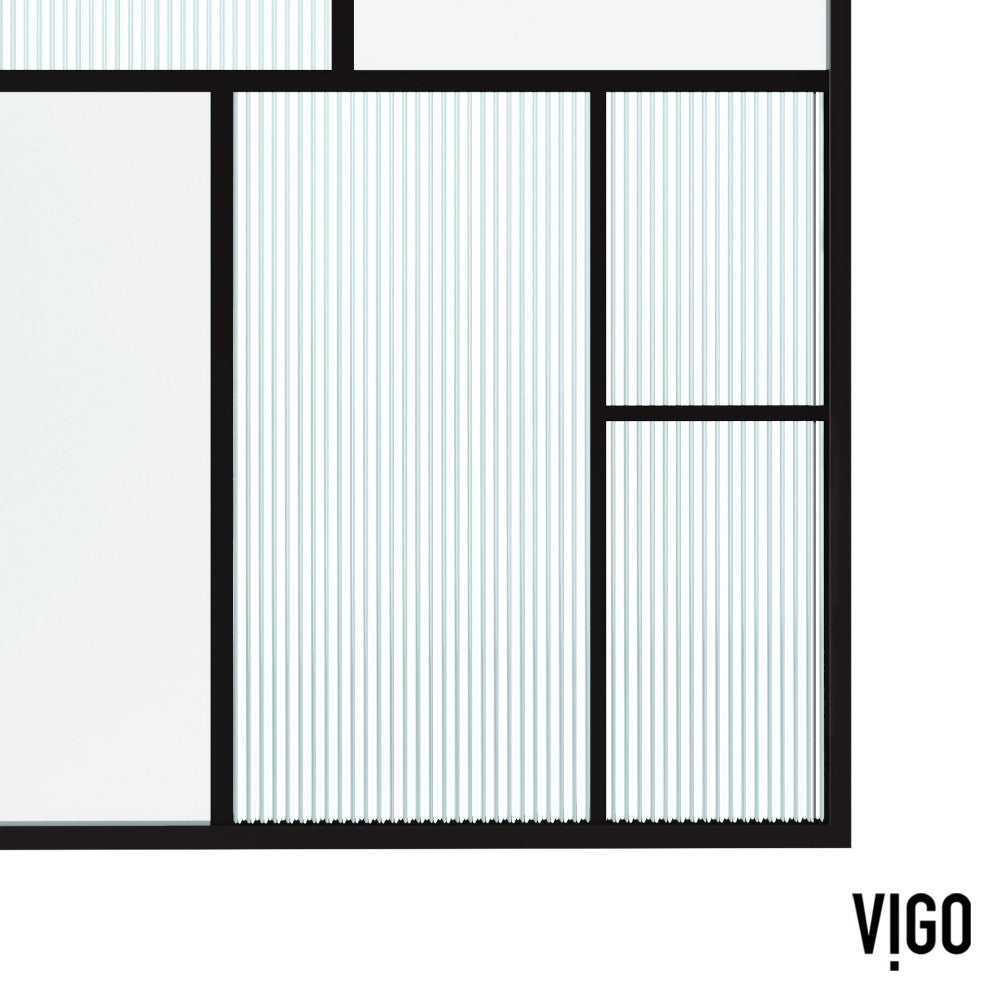VIGO Meridian 34" W x 74" H Framed Shower Screen, Matte Black With Mixed Glass