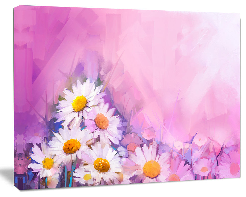 Bouquet of White Gerbera and Daisy, Floral Canvas Art Print, 20"x12"