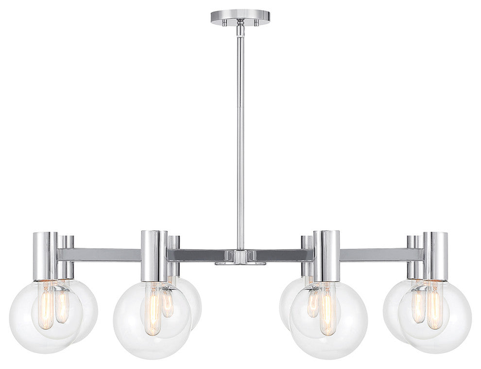 Wright 8-Light Chandelier, Matte Black, Chrome