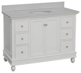 Bella 48" Bathroom Vanity, White, Quartz