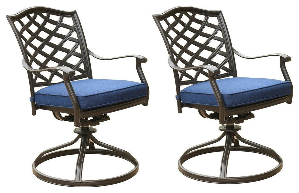 Fletcher Aluminum 7-Piece Dining Set, Espresso Brown/Navy Blue