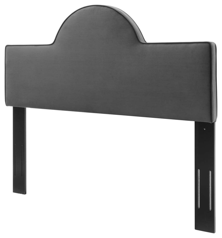 Headboard, Full Queen Size, Velvet, Dark Gray, Modern Contemporary, Bedroom