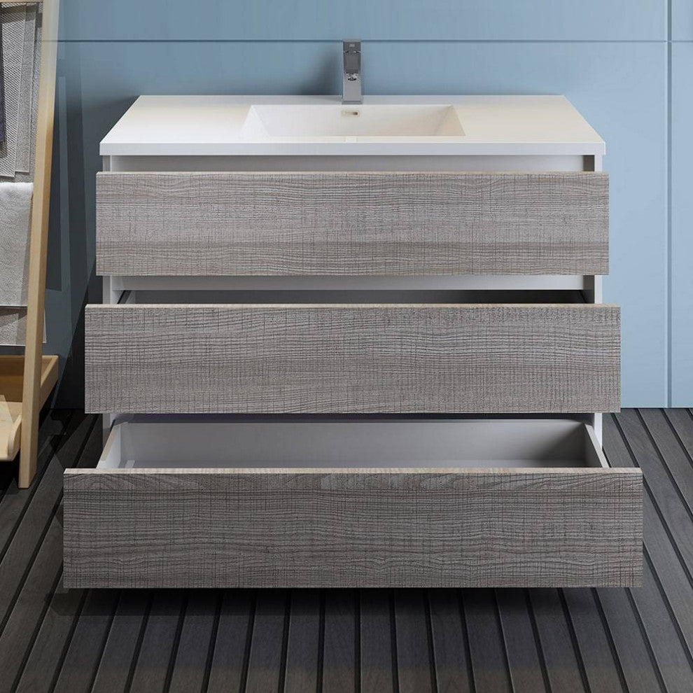 Fresca FCB9348HA-I Lazzaro 48" Glossy Ash Gray Freestanding Cabinet With Sink