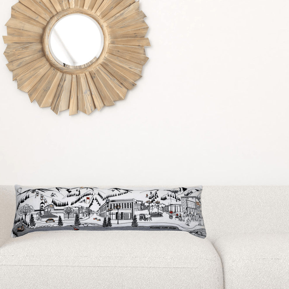 46" White Aspen Daylight Skyline Lumbar Decorative Pillow