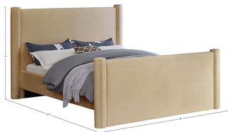 Elias Upholstered Bed, Camel, Full, Velvet