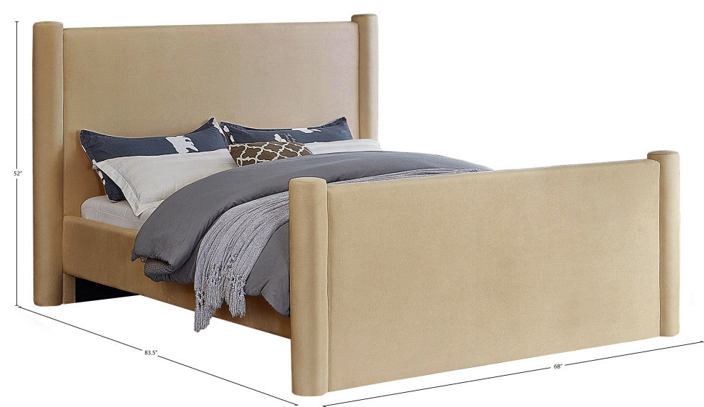Elias Upholstered Bed, Camel, Full, Velvet