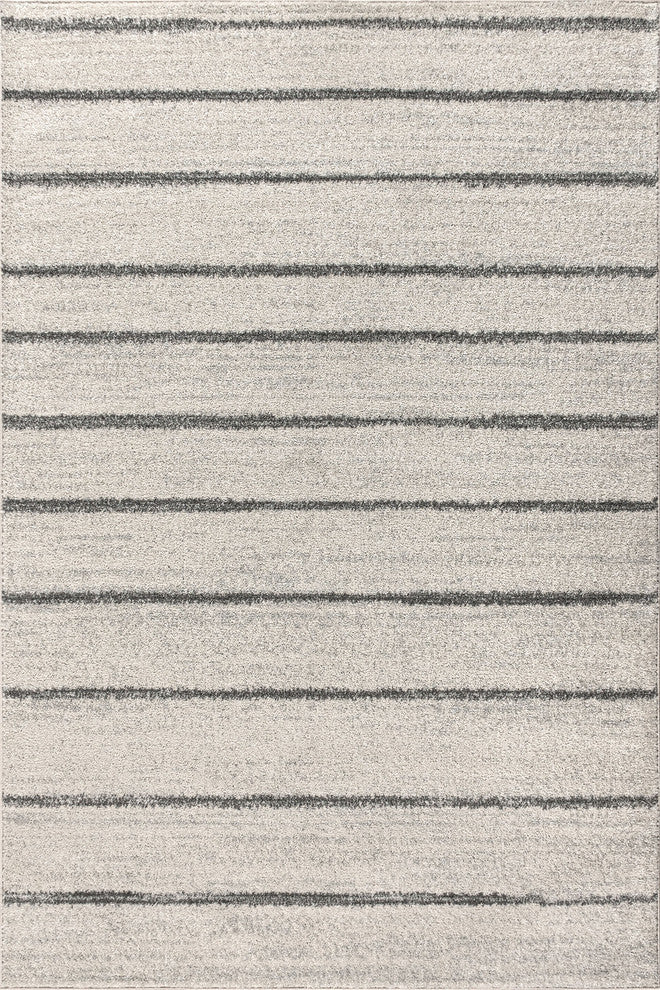 Williamsburg Minimalist Stripe Rug, Cream/Gray, 5 X 8