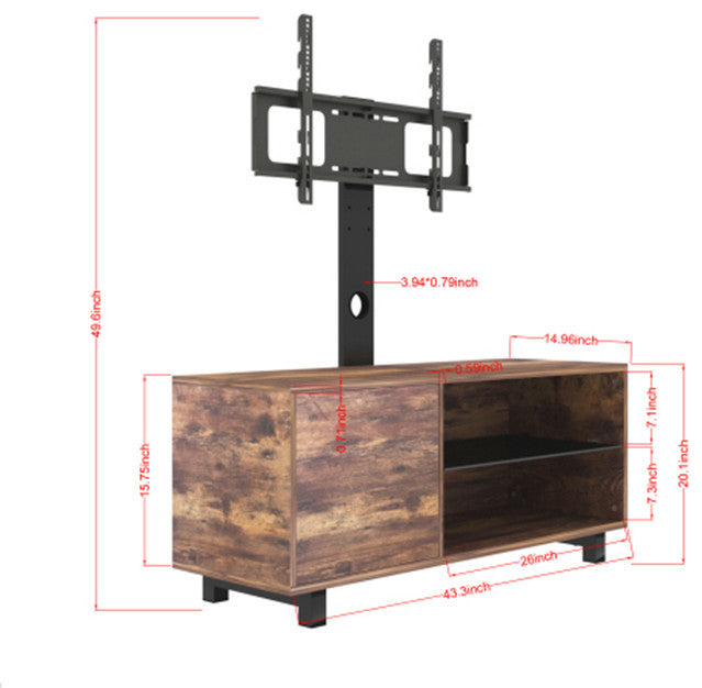 Wood and glass TV Stand vintage brown TV console with storage cabinet