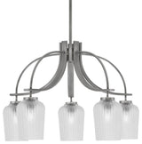 Cavella 5 Light Downlight Chandelier Graphite Finish 5.75" Clear Textured Glass