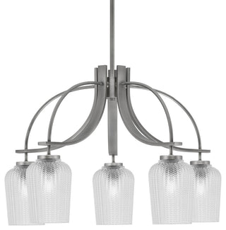 Cavella 5 Light Downlight Chandelier Graphite Finish 5.75" Clear Textured Glass