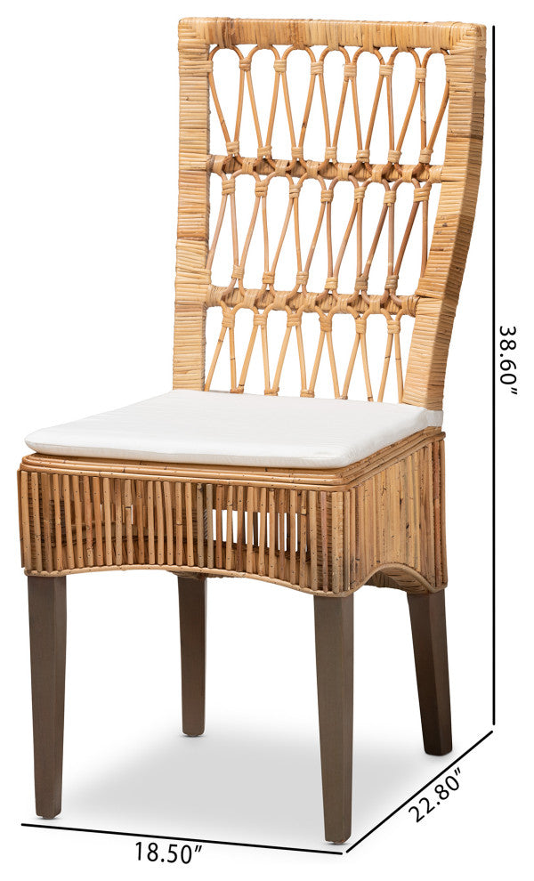 Sullivan Modern Bohemian Natural Brown Rattan 2-Piece Dining Chair Set