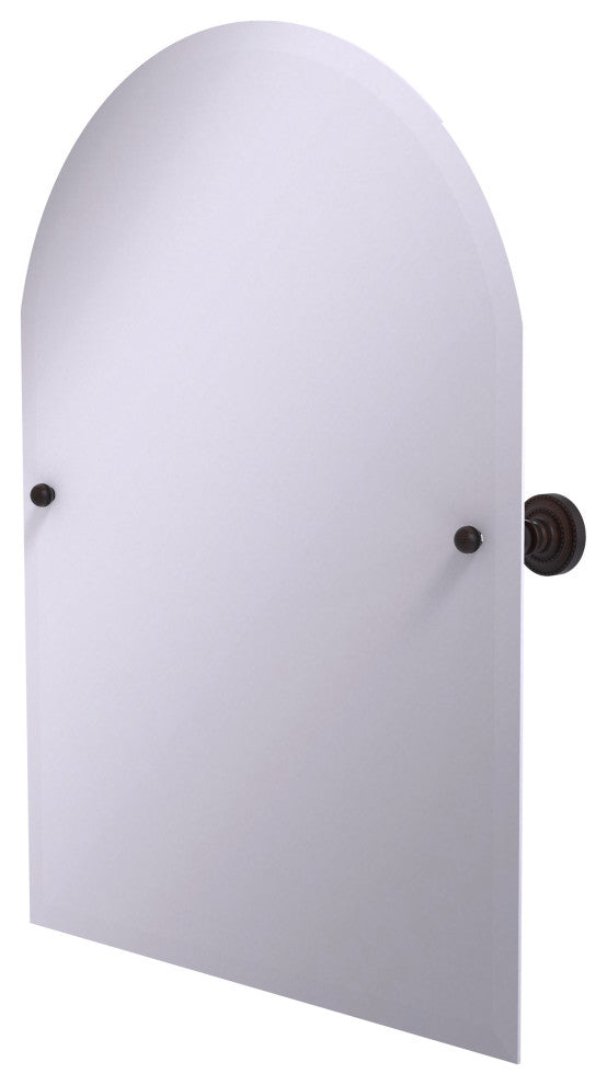 Frameless Arched Top Tilt Mirror with Beveled Edge, Venetian Bronze