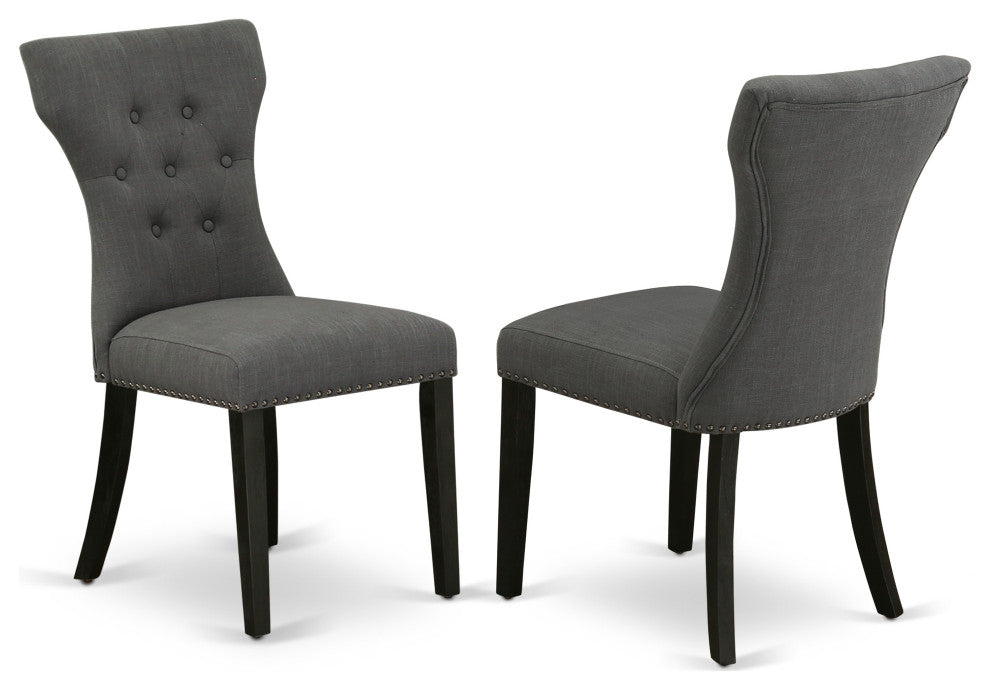5Pc Dining Set, Black Breakfast Table, 4 Dark Gotham Grey Chairs