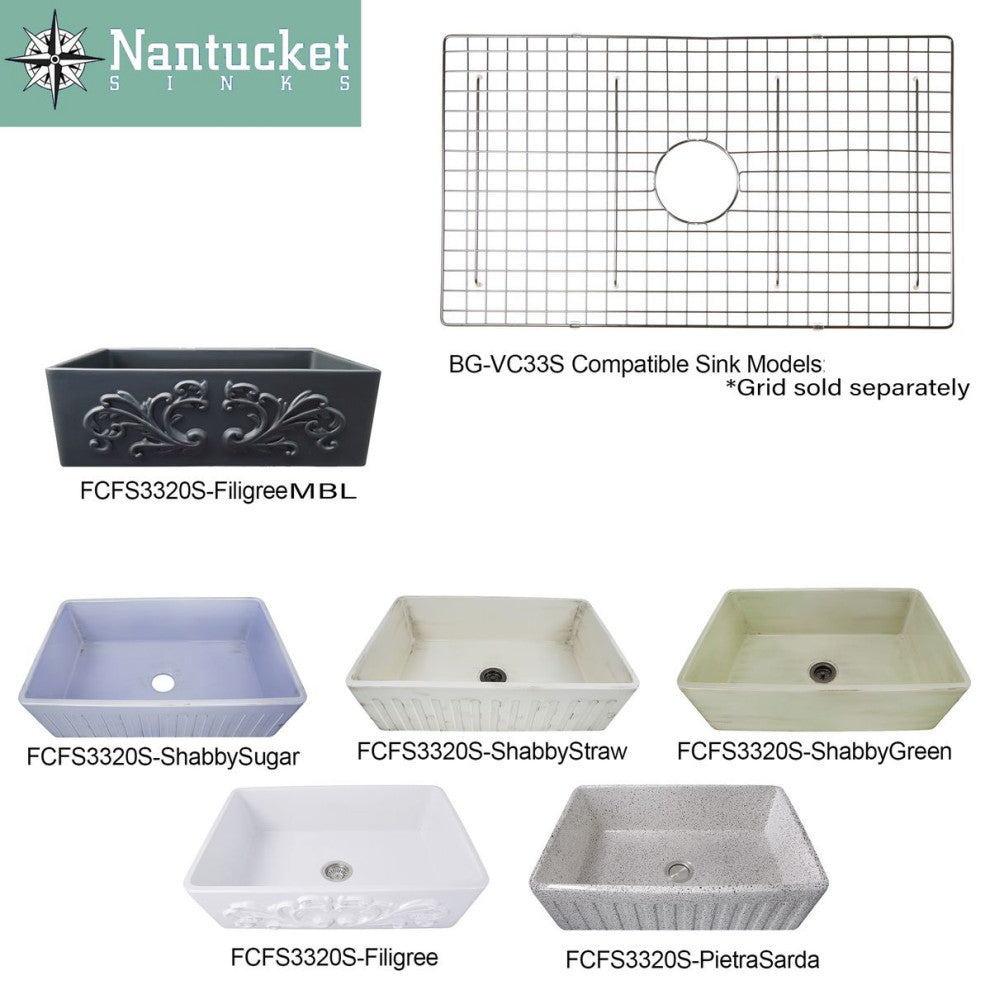 Nantucket FCFS3320S-FiligreeMBL 33" Matte Black Farmhouse Fireclay Sink
