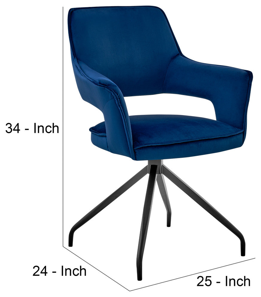 Benzara BM248162 Velvet Upholstered Contemporary Accent Chair, Black and Blue