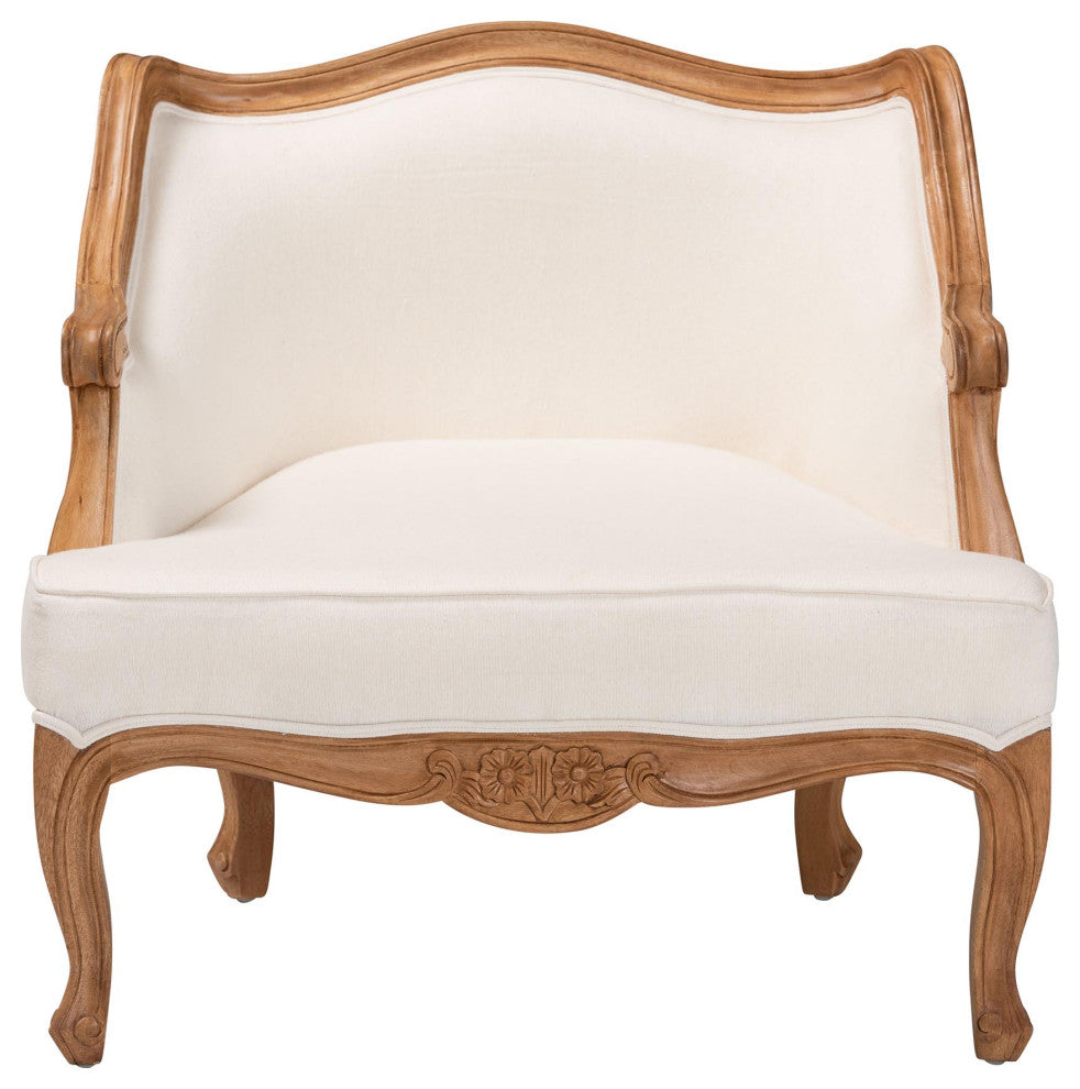 Saif Accent Chair, Beige/Honey Brown