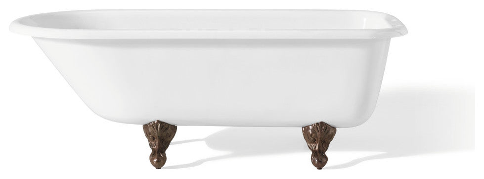 Cheviot Products Traditional Cast Iron Bathtub With Faucet Holes, Antique Bronze